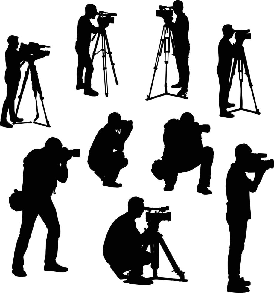 The set of Camera-man silhouette collection vector