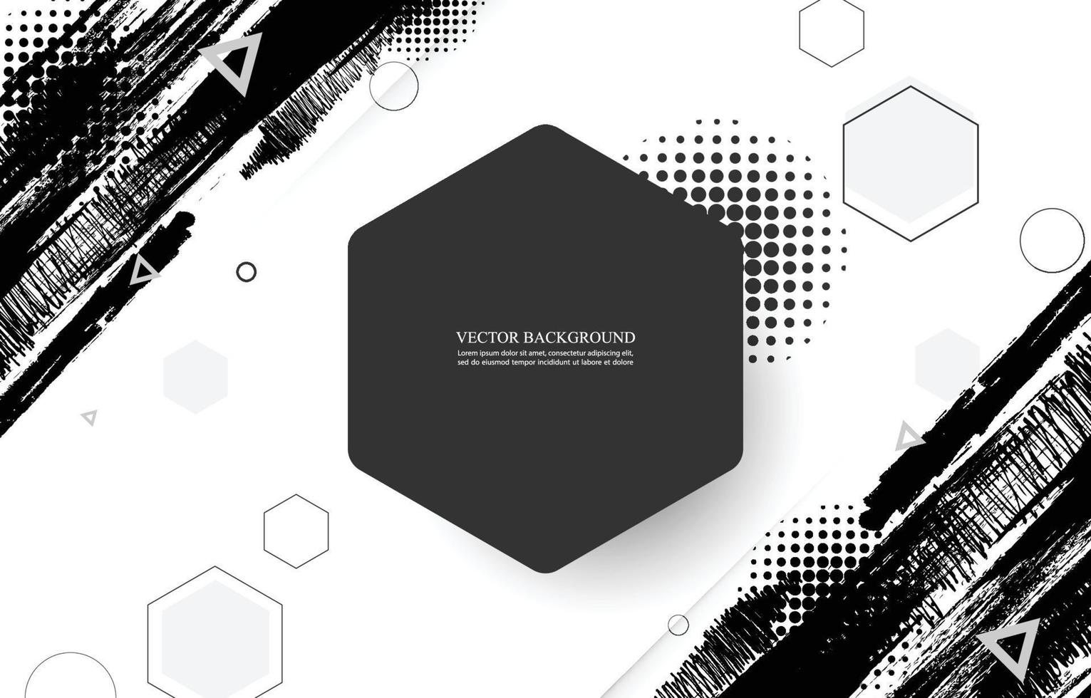 grunge brush vector abstract background.sgometric hexagon.black abnd white vector backgroud