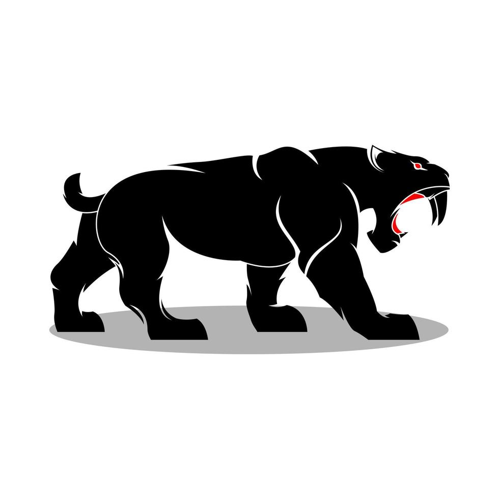 sabertooth silhouette logo design vector