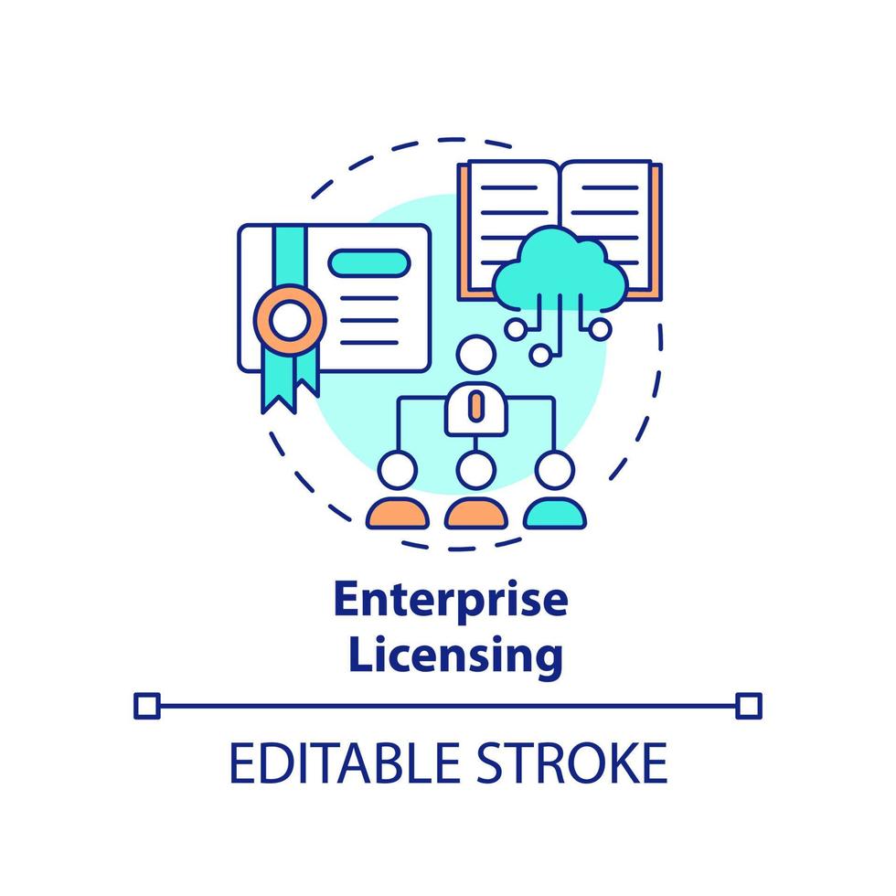 Enterprise licensing concept icon. Enhancing learning experience abstract idea thin line illustration. Access capabilities. Isolated outline drawing. Editable stroke. vector