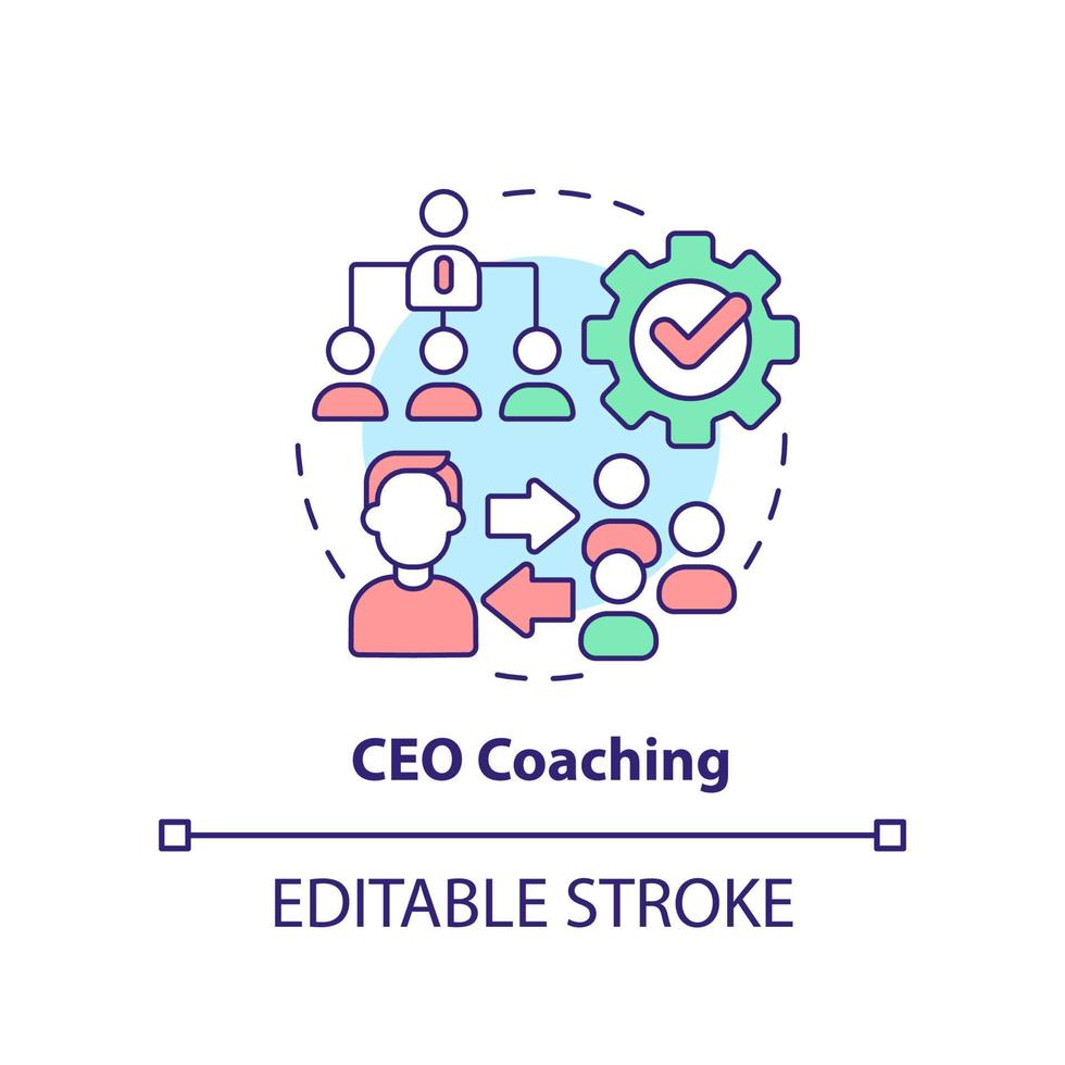CEO coaching concept icon. Corporate training service abstract idea thin line illustration. Professional training. Isolated outline drawing. Editable stroke. vector