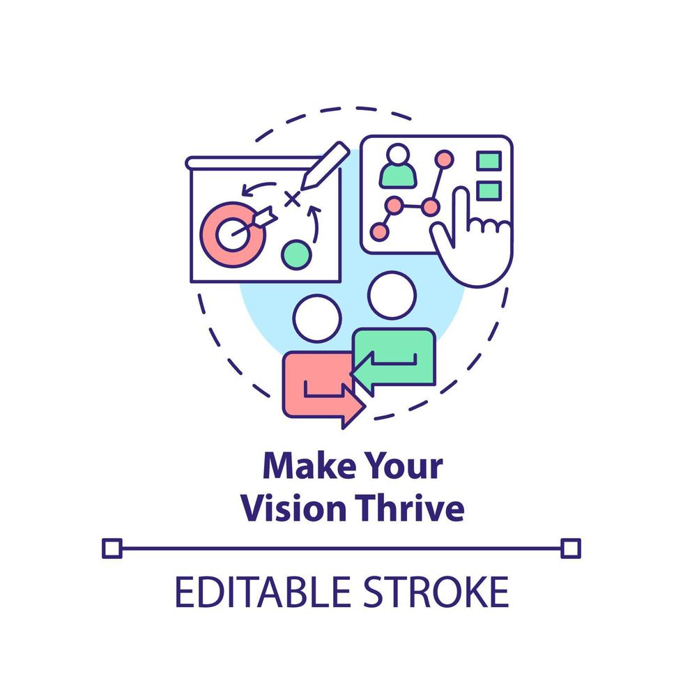 Make vision thrive concept icon. Corporate training service abstract idea thin line illustration. Effective collaboration. Isolated outline drawing. Editable stroke. vector