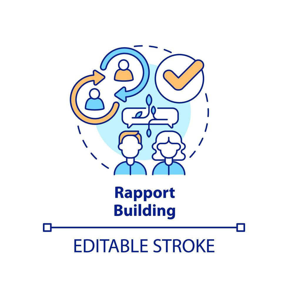 Rapport building concept icon. Step of business coaching abstract idea thin line illustration. Natural open communication. Isolated outline drawing. Editable stroke. vector