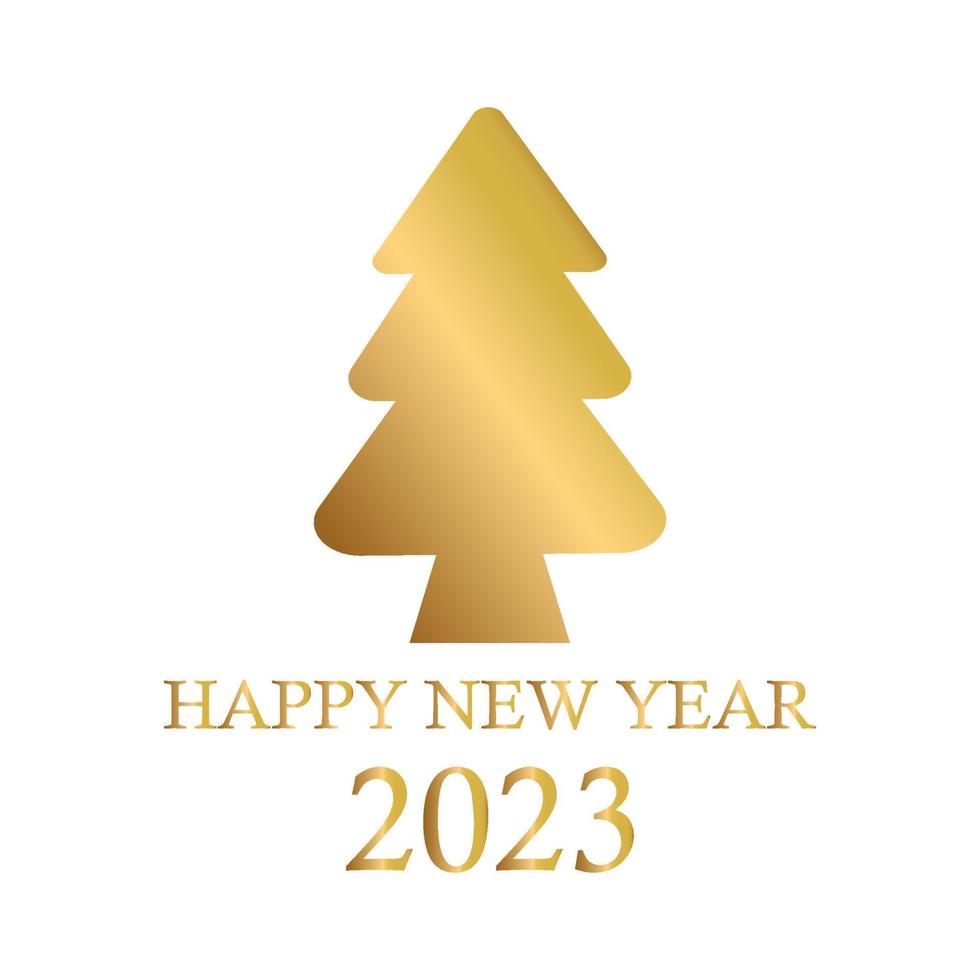 árbol de navidad dorado abstracto, símbolo de vacaciones navidad, año nuevo 2023 - vector