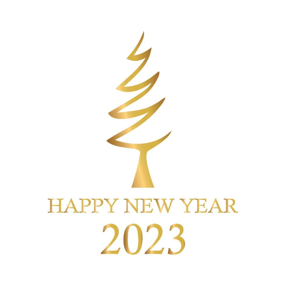 Abstract golden christmas tree, holiday symbol xmas, new year 2023 - Vector