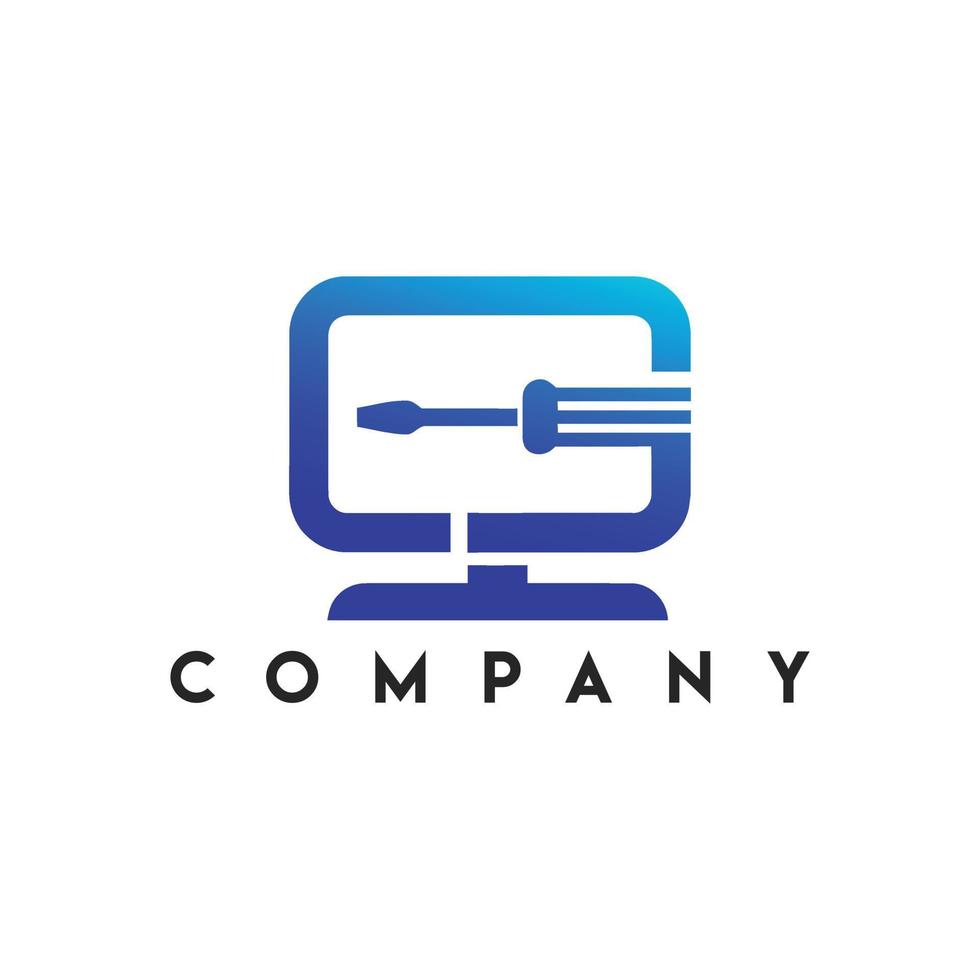 Computer Fix Logo Logo, computer repair vector, Laptop repair sign icon vector