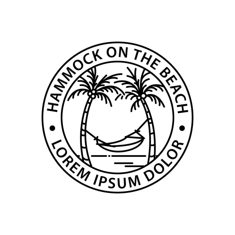 hammock logo round symbol stamp style outline vector design