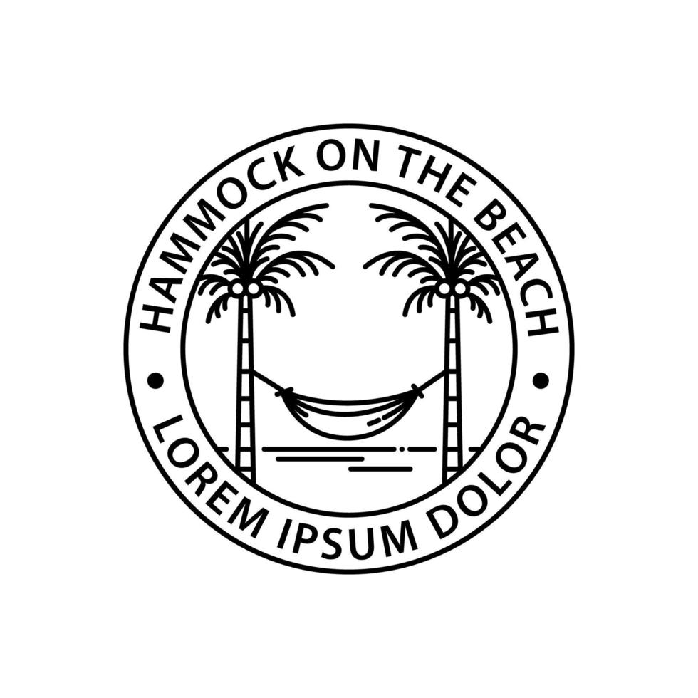 hammock logo round symbol stamp style outline vector design