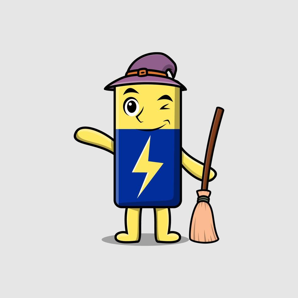 Cute cartoon witch shaped Battery character vector