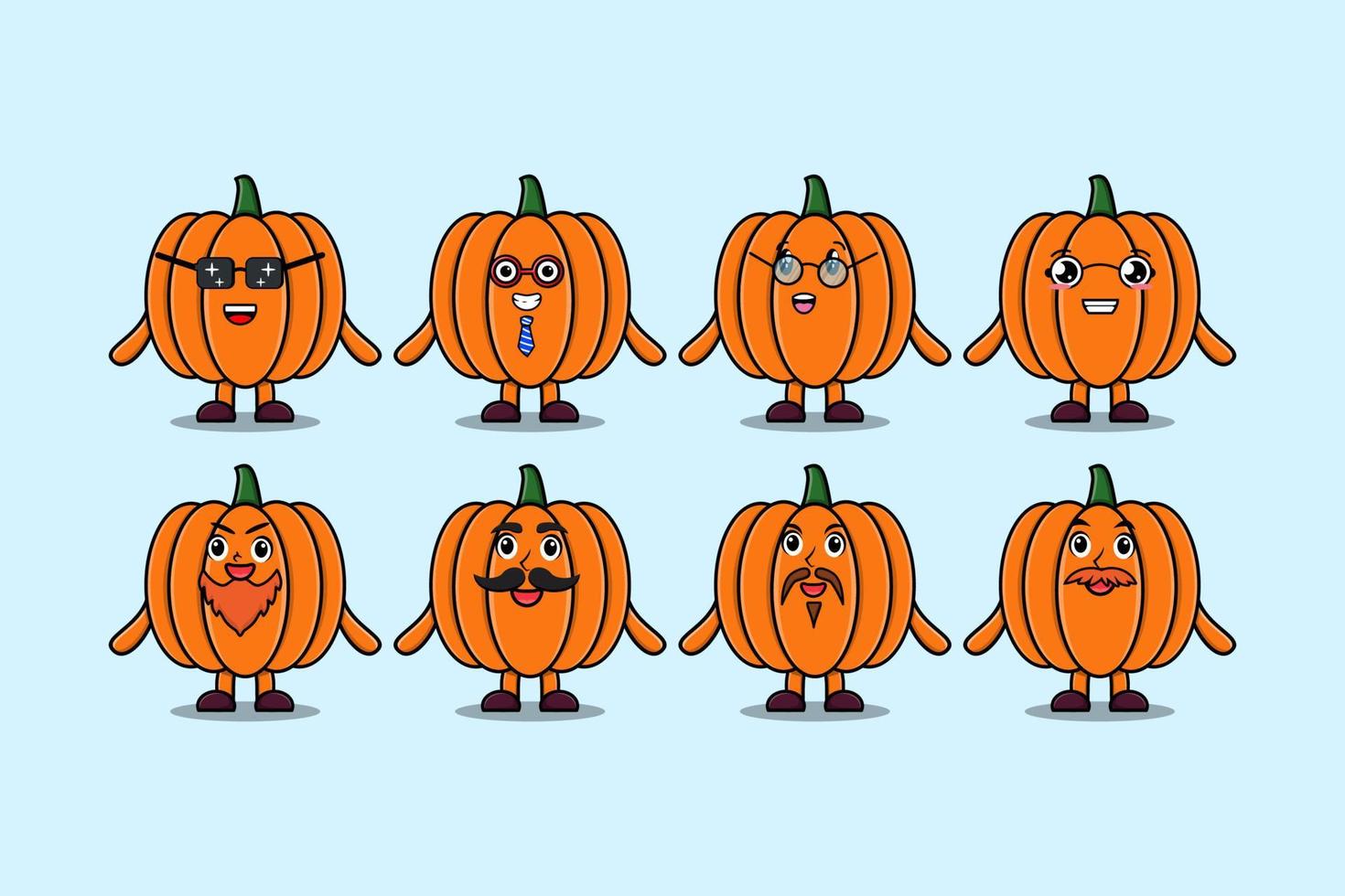 Set kawaii Pumpkin cartoon different expressions 13210003 Vector Art at ...