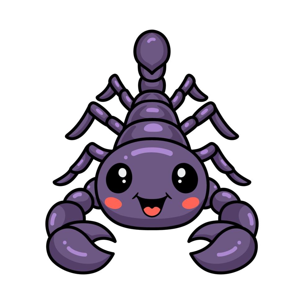 Cute purple scorpion cartoon character vector