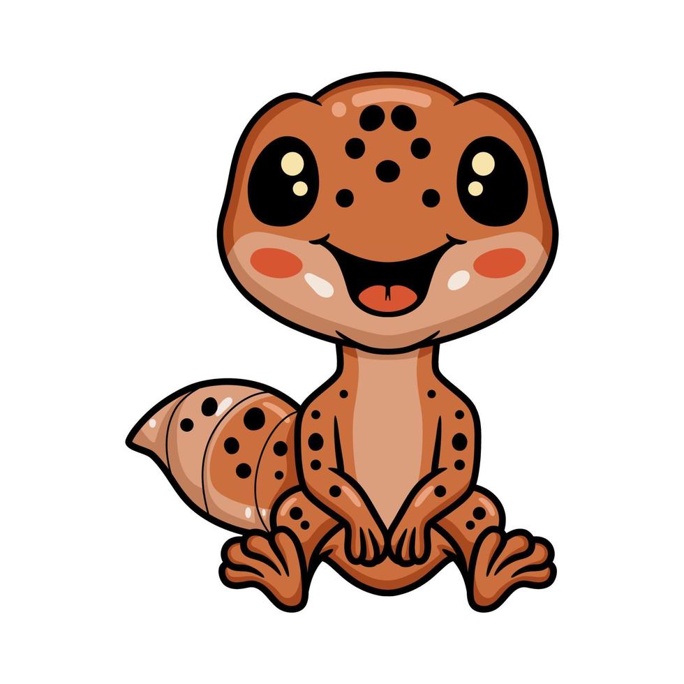 lindo, leopardo, gecko, caricatura, sentado vector