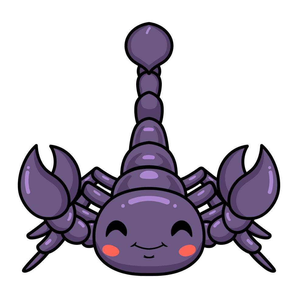 personaje de dibujos animados lindo escorpión púrpura vector