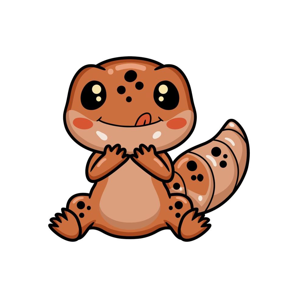 Cute leopard gecko cartoon sitting vector