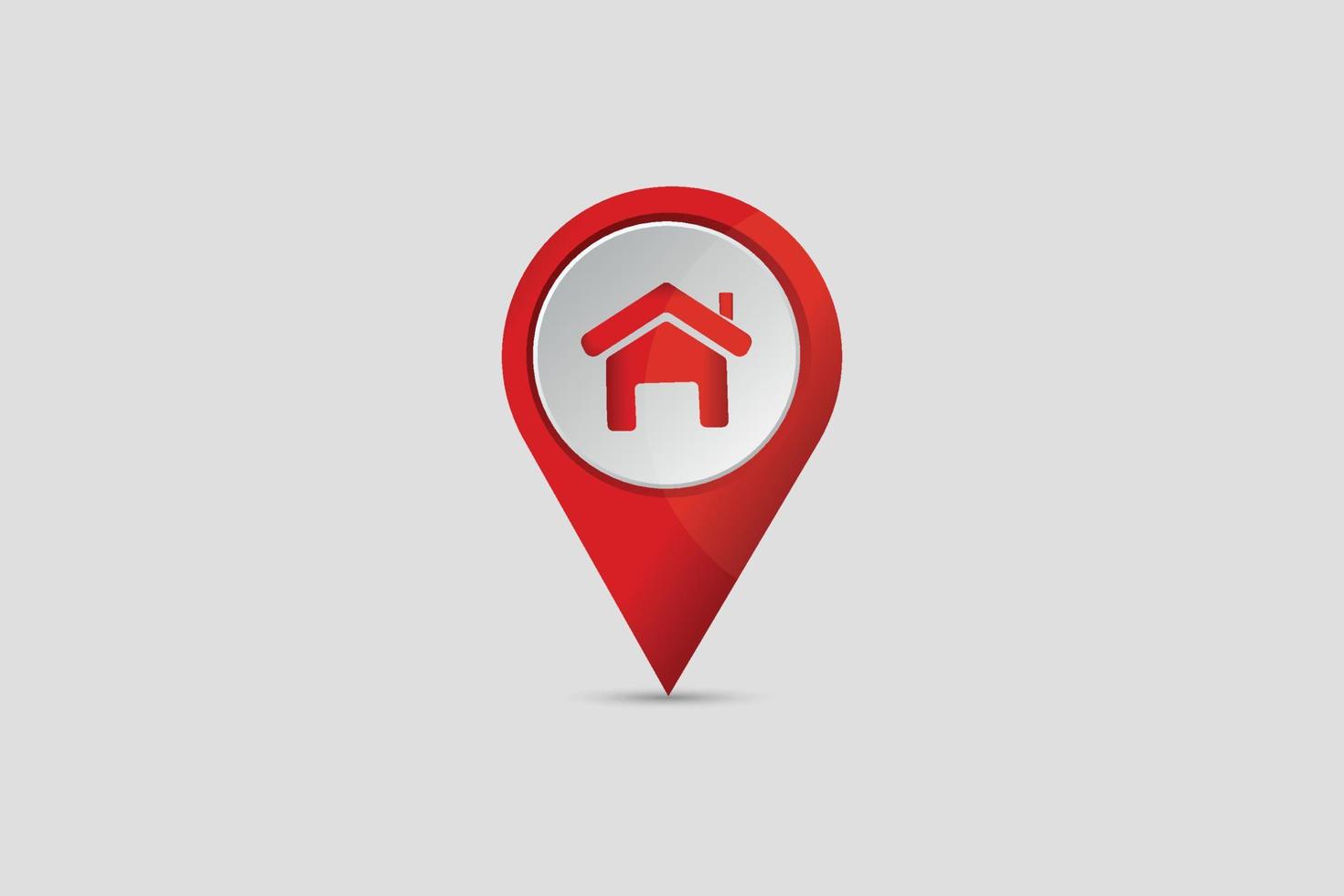 Home location marker with Red pin icon vector
