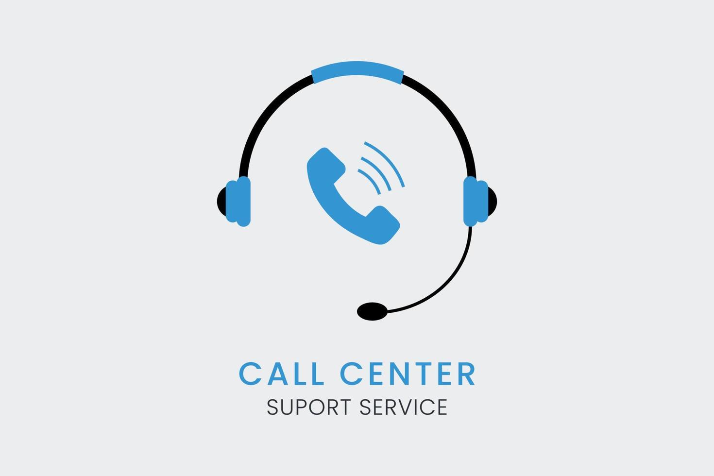 Call center support service with headphone and call icon. vector