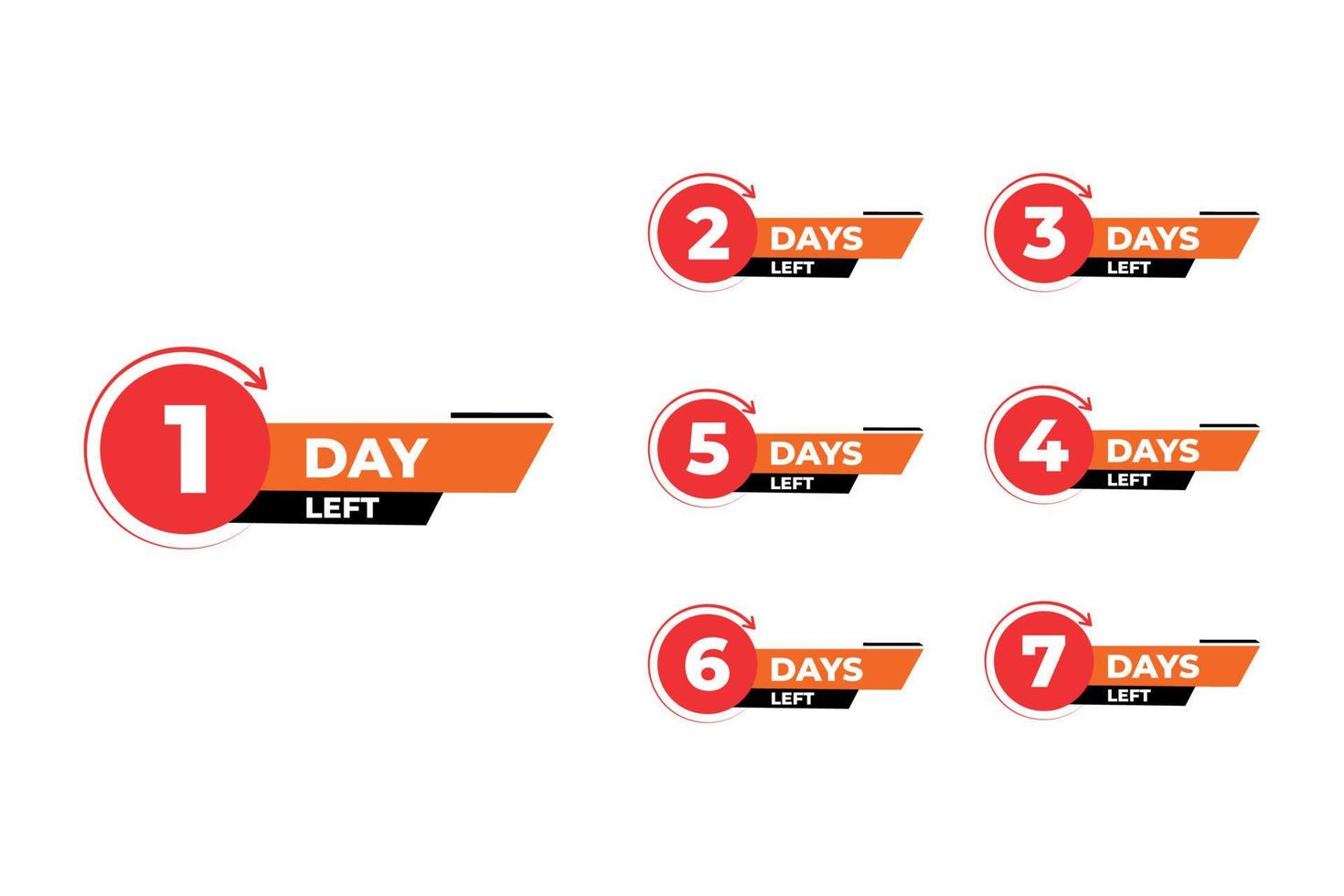 Countdown banners one day two three four five six seven eight nine of days left count time Vector element