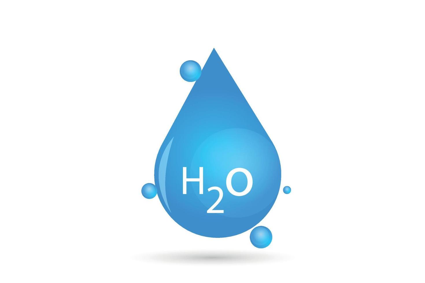 Water drop vector with h2o text