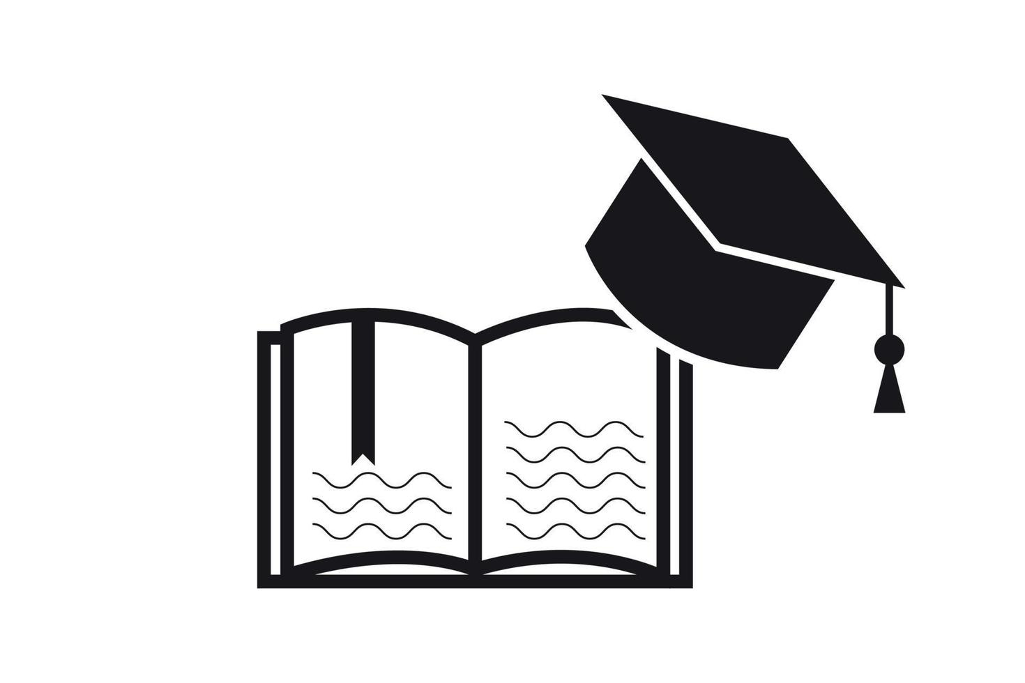 Graduation cap with book vector element