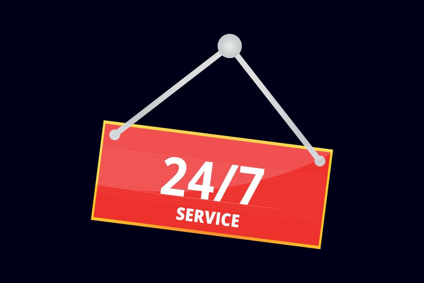 24 hour and 7 days service on hanging board vector