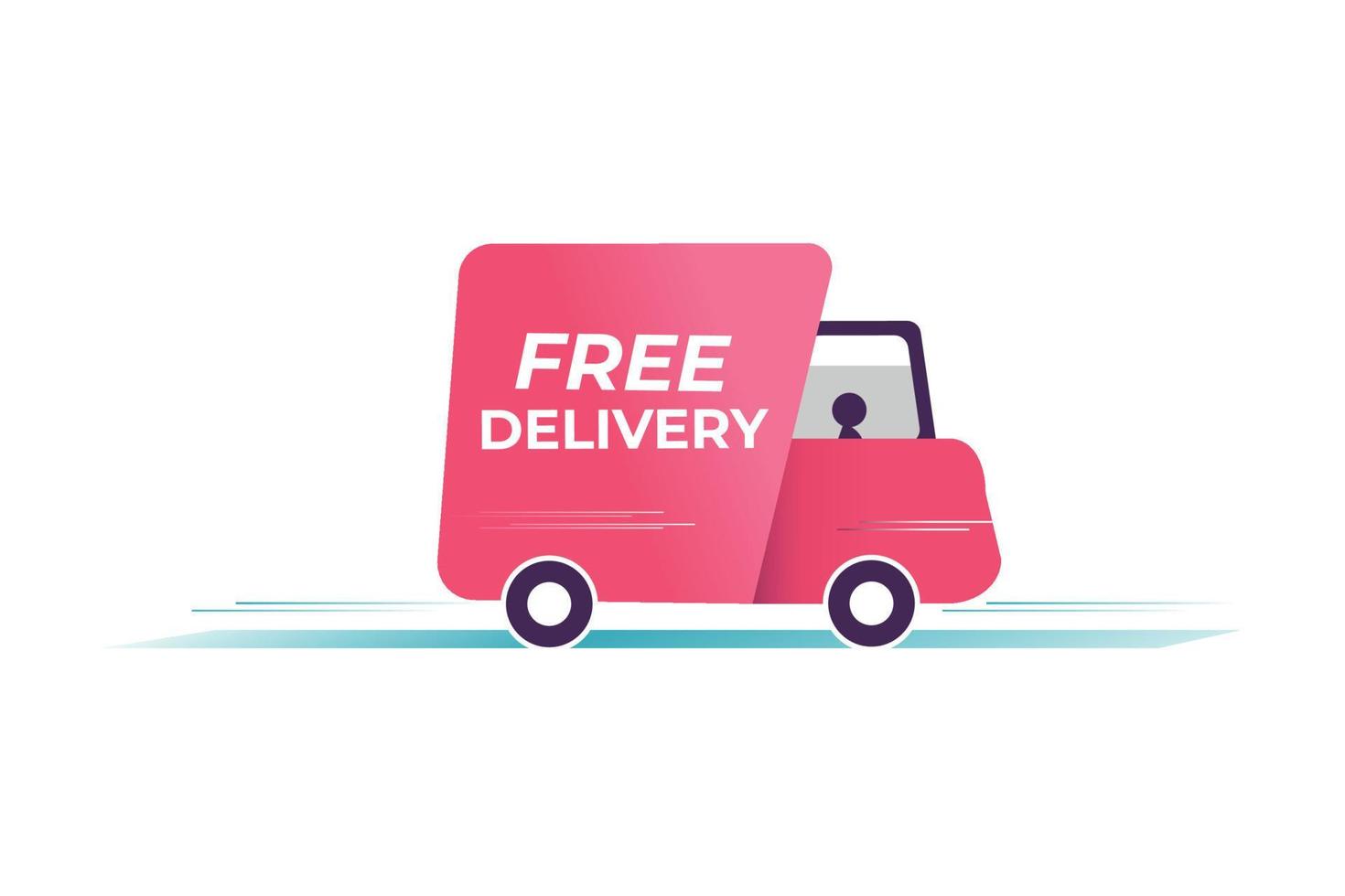 Free delivery concept with red car vector