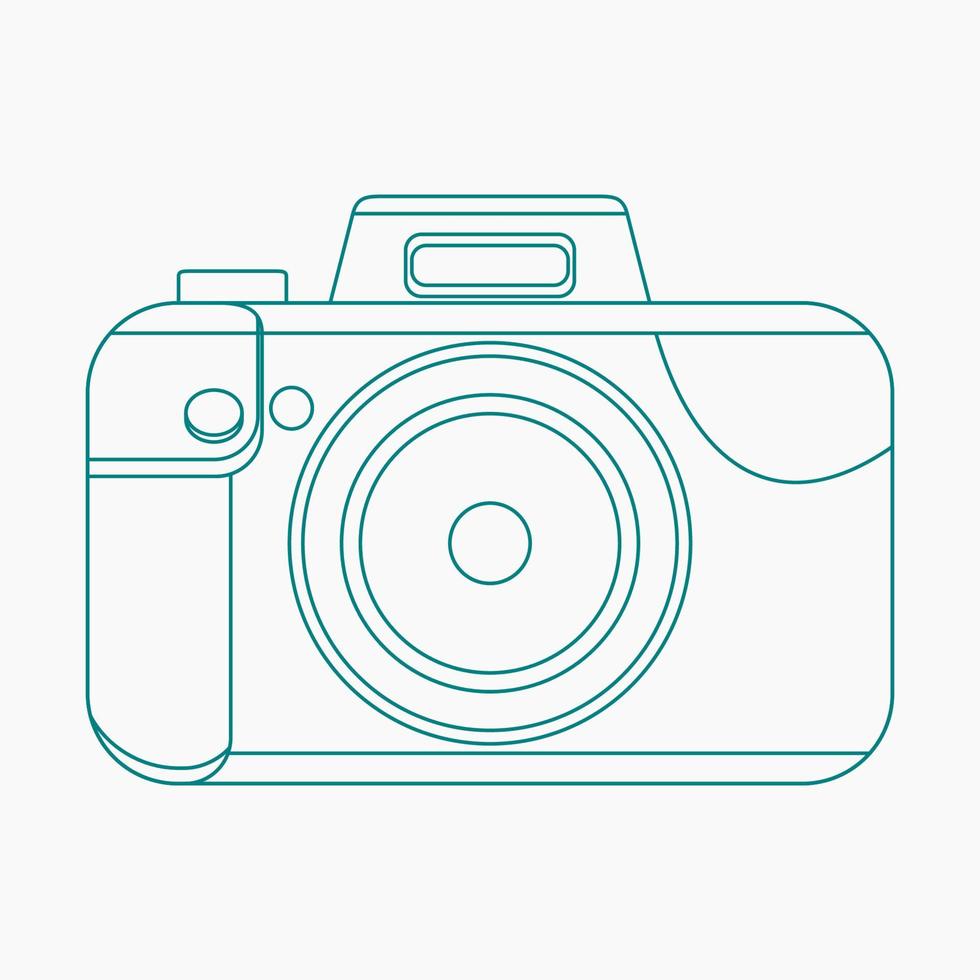 Editable Front View Isolated Camera Iconic Vector Illustration in Outline Style for Photography Related Design