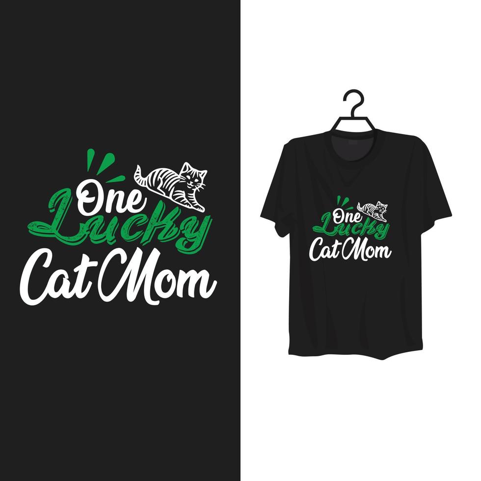 Typography cat mom t shirt template  design. vector