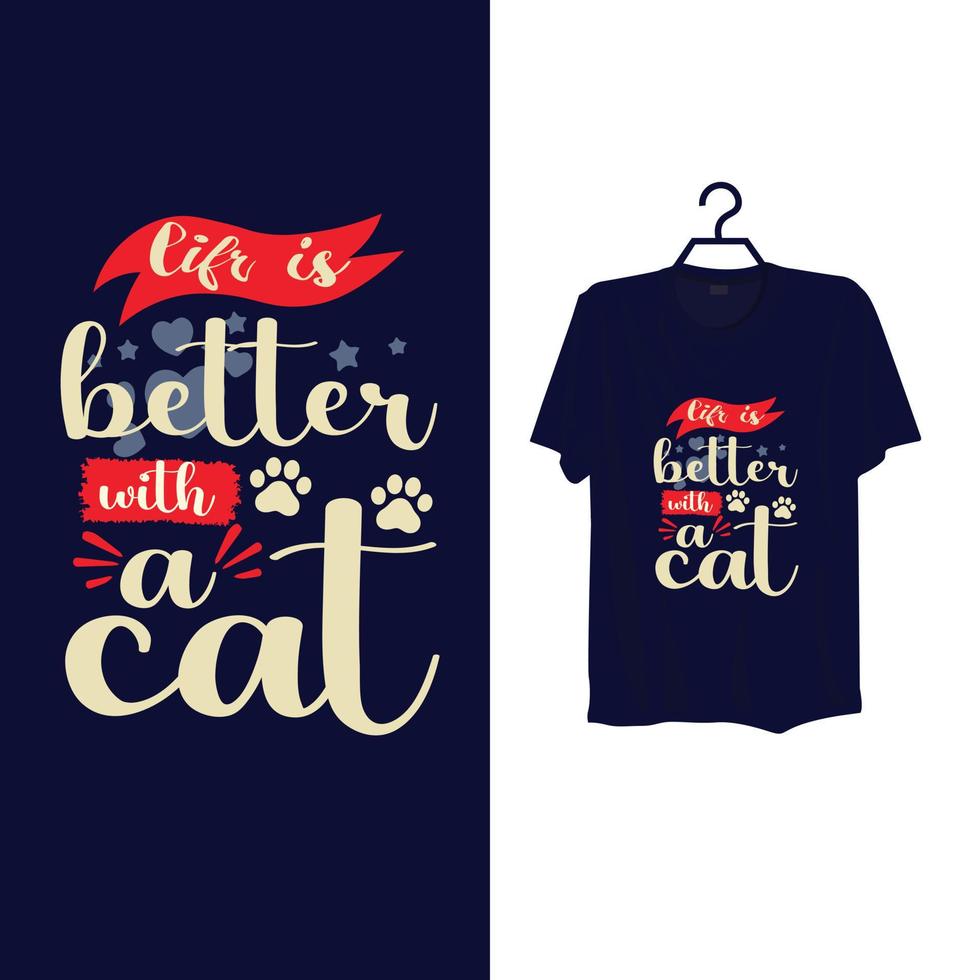 Typography cat t shirt design. vector