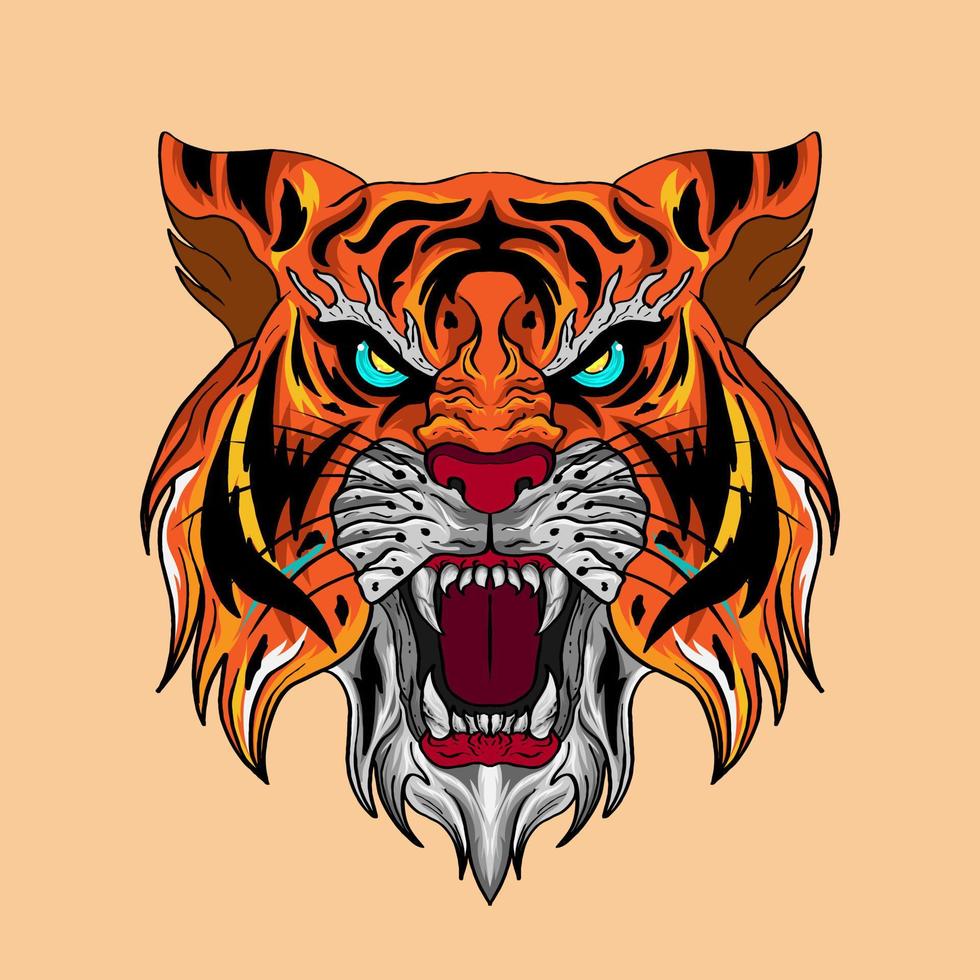 Tiger Beast Head with Stay Wild object collection with leopard,tiger. illustration for icon,logo,sticker,printable vector