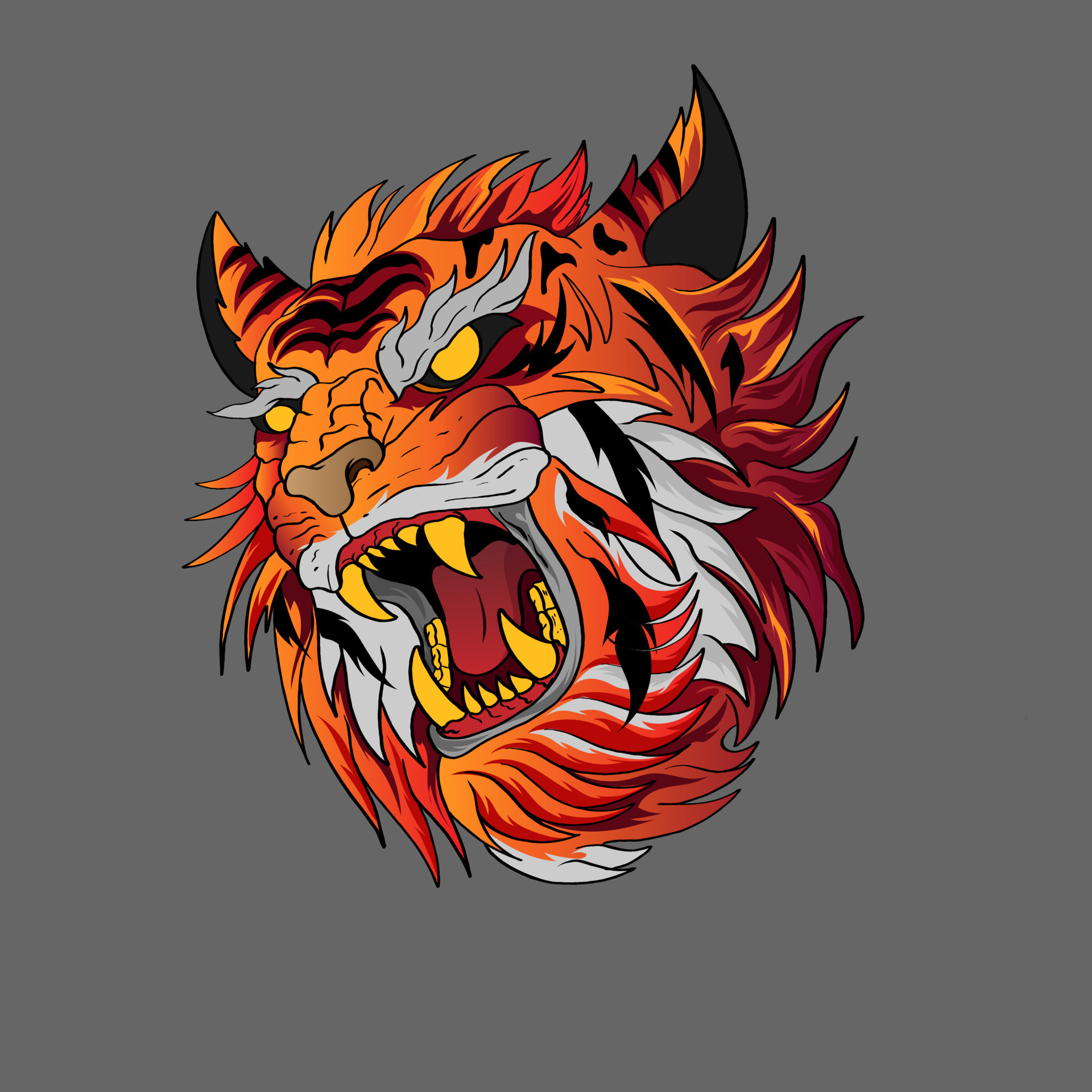 Tiger Beast Head with Stay Wild object collection with leopard,tiger