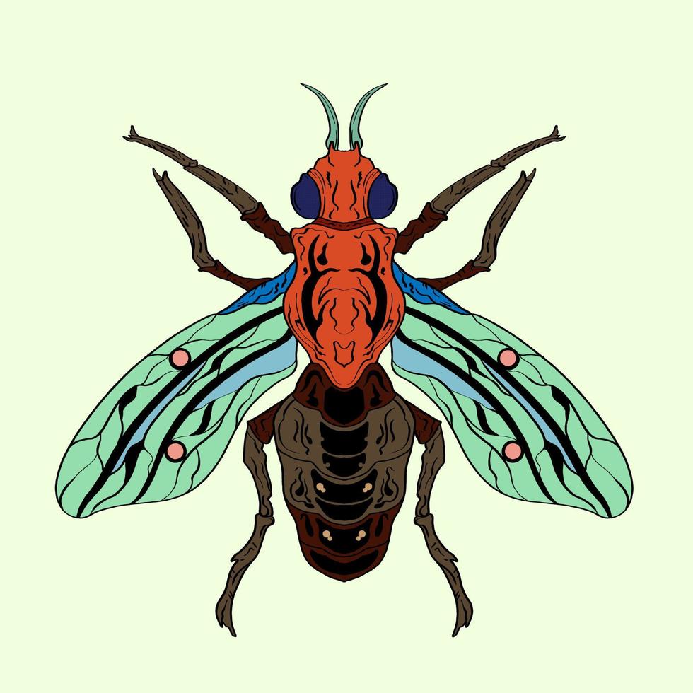 Insects Hand drawn Fun multicolor drawing. Modern stock vector illustration