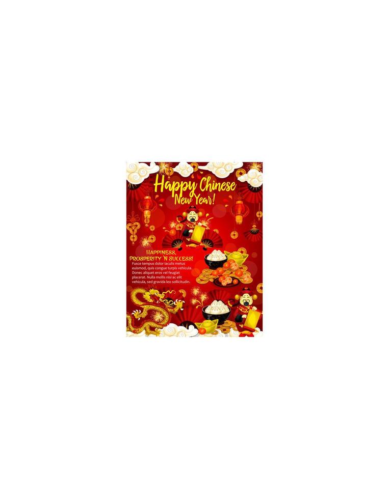 Chinese New Year poster for asian culture holidays vector