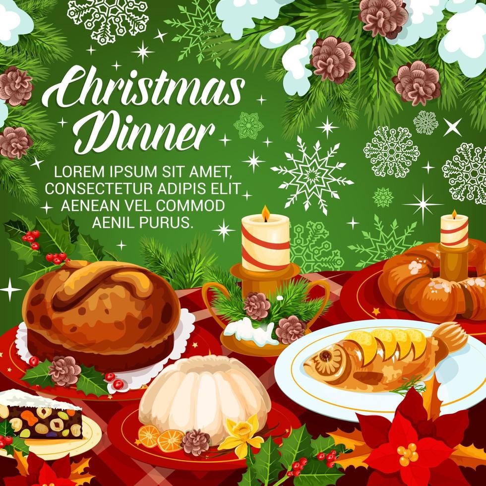 Christmas holiday cuisine festive dinner banner vector