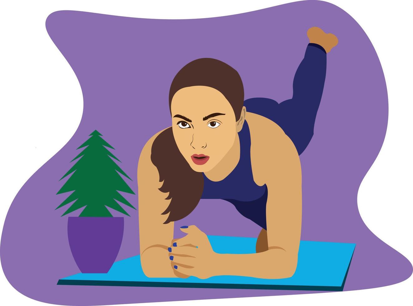 Girl Workout at Home Flat Vector Free Download