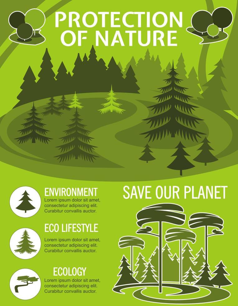 salvar el cartel del planeta para la protección de la naturaleza ecológica vector