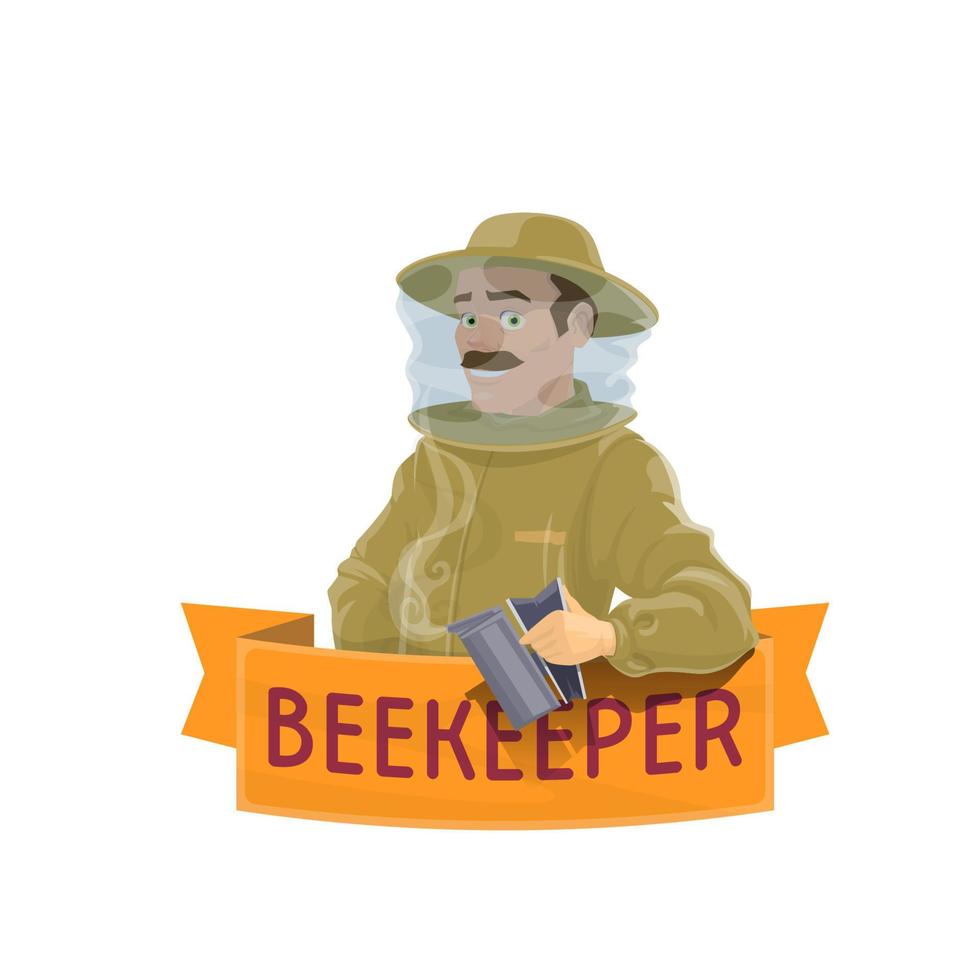 Beekeeper in hat icon for beekeeping farm design vector