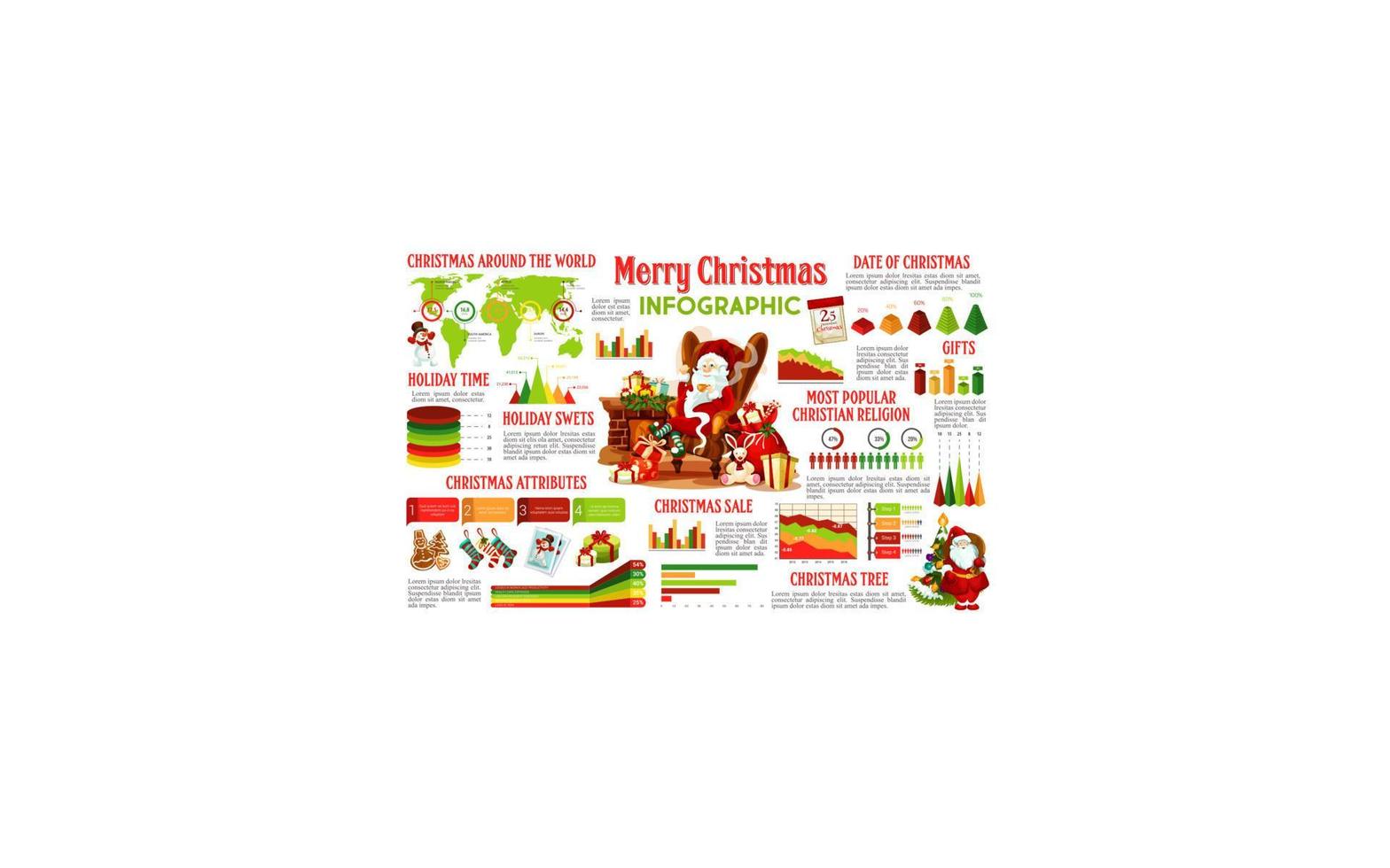 infografía de navidad con símbolos de vacaciones de navidad vector