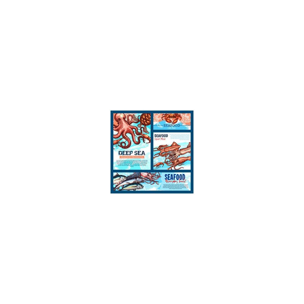 Vector templates for seafood or fish food products