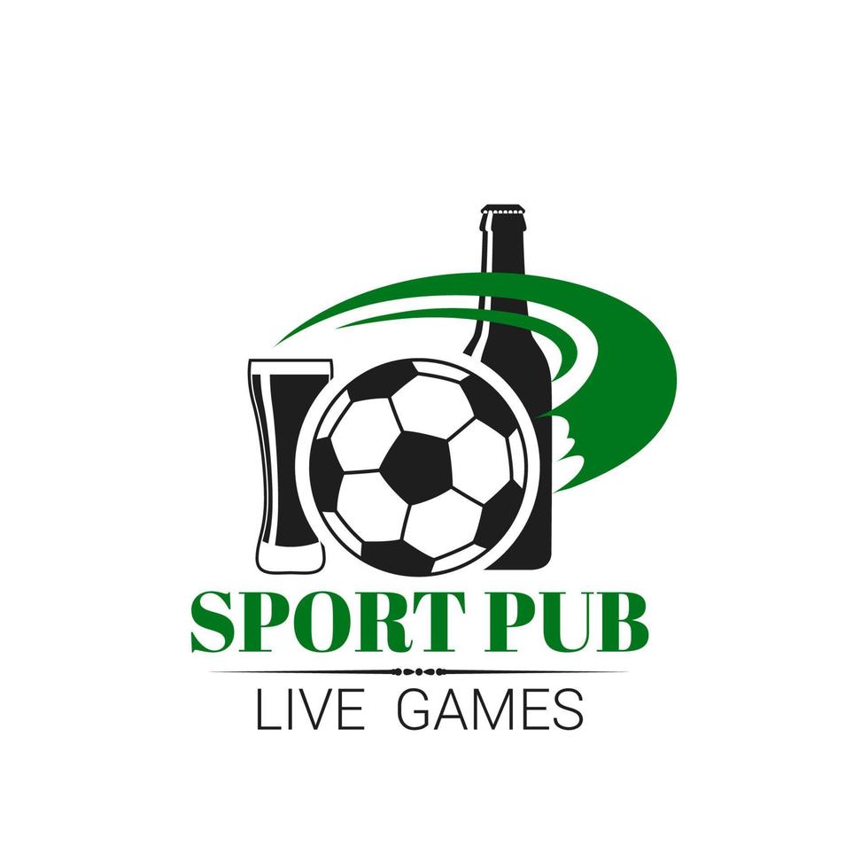 Soccer sports pub live football bar vector icon