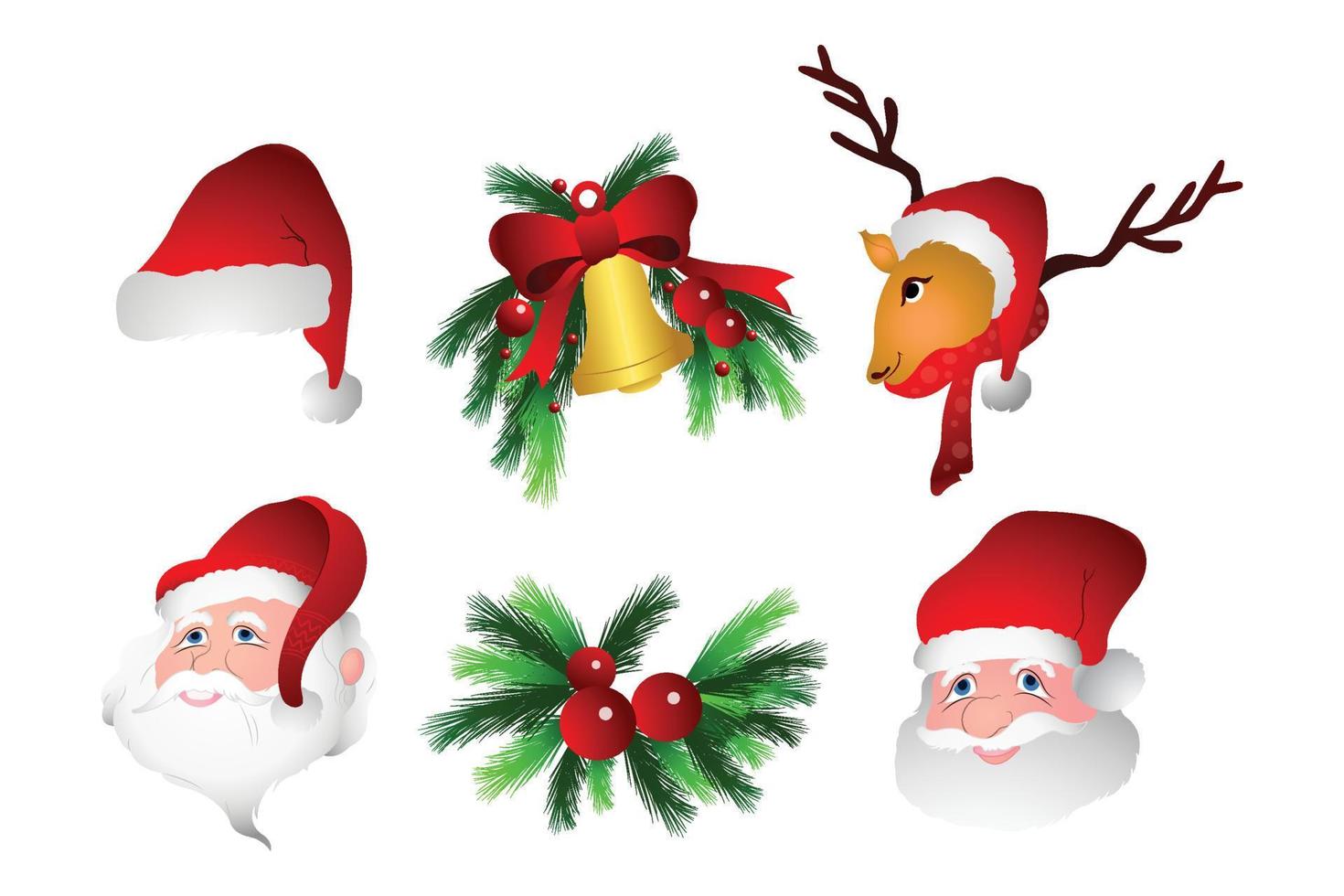 Beautiful decorative christmas elements holiday set design vector