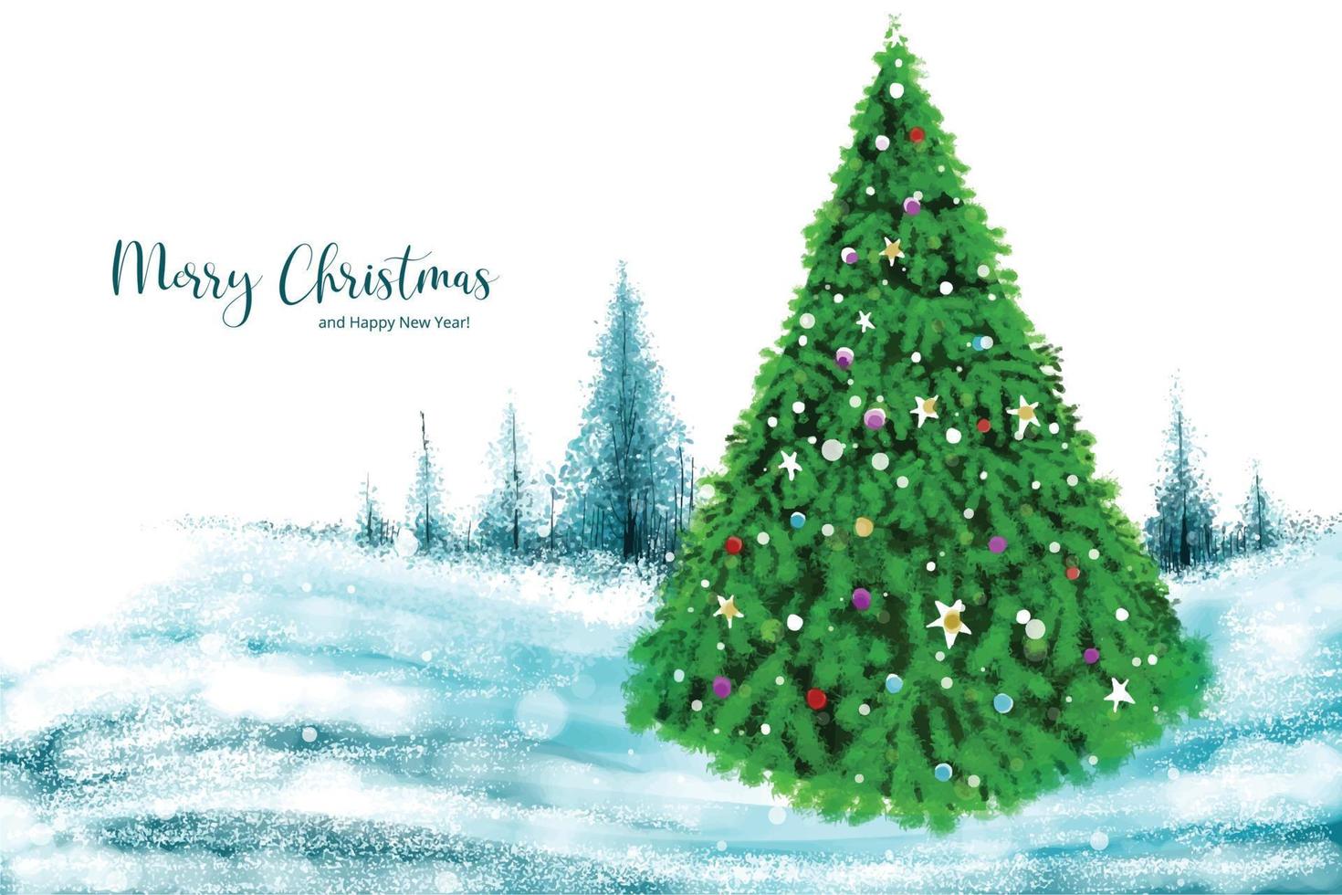 Christmas theme with christmas tree in winter card holiday background vector