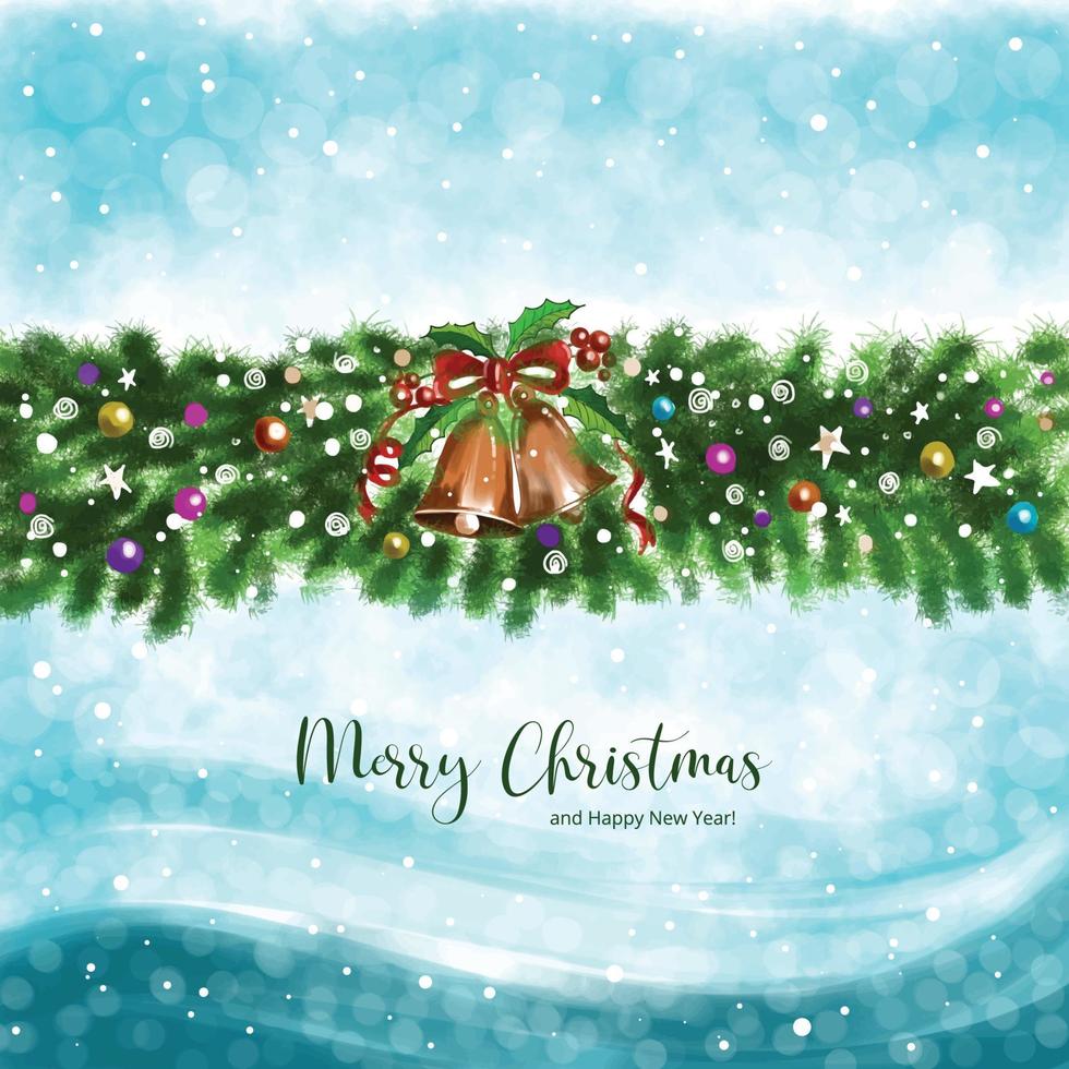 Beautiful decorative christmas wreath holiday card background vector