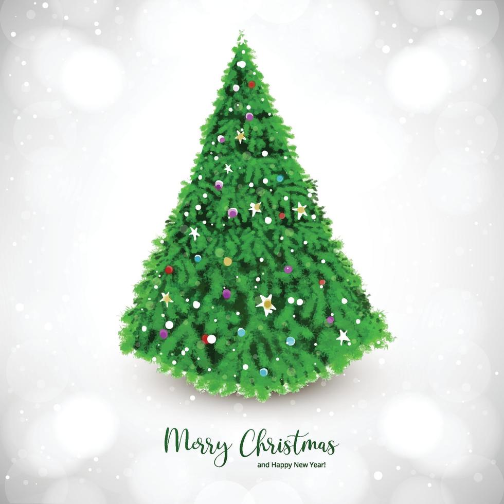 Beautiful artistic decorative christmas tree holiday background vector