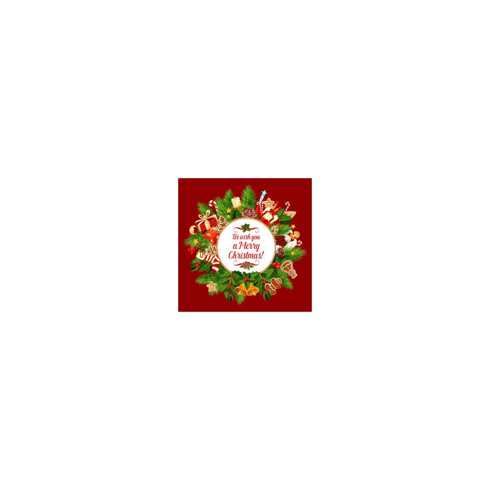 Merry Christmas holiday wish vector greeting card