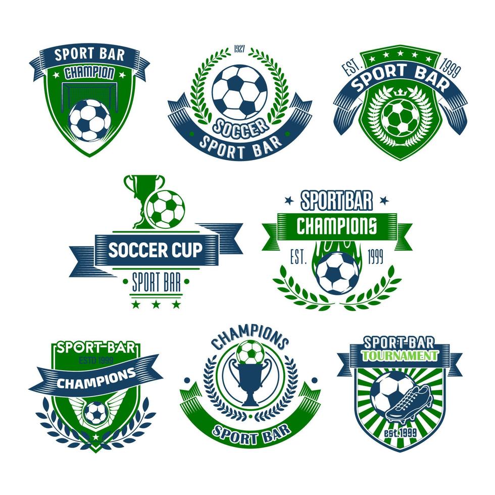 iconos aislados de fútbol vectorial para barra deportiva vector