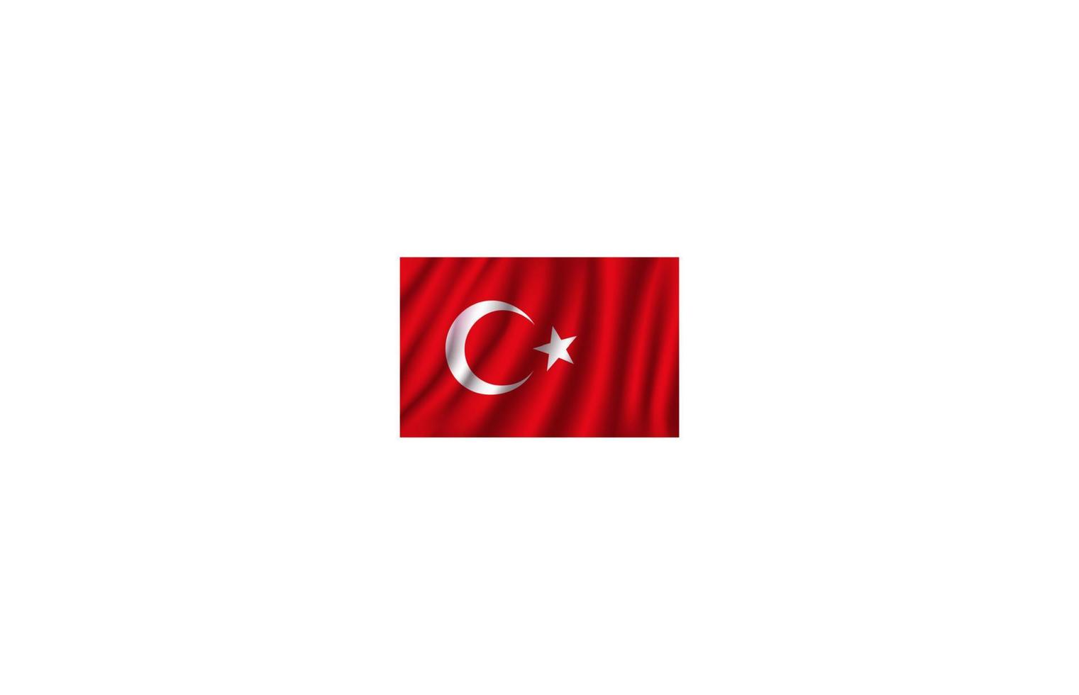 Vector 3D flag of Turkey. Turkish national symbol