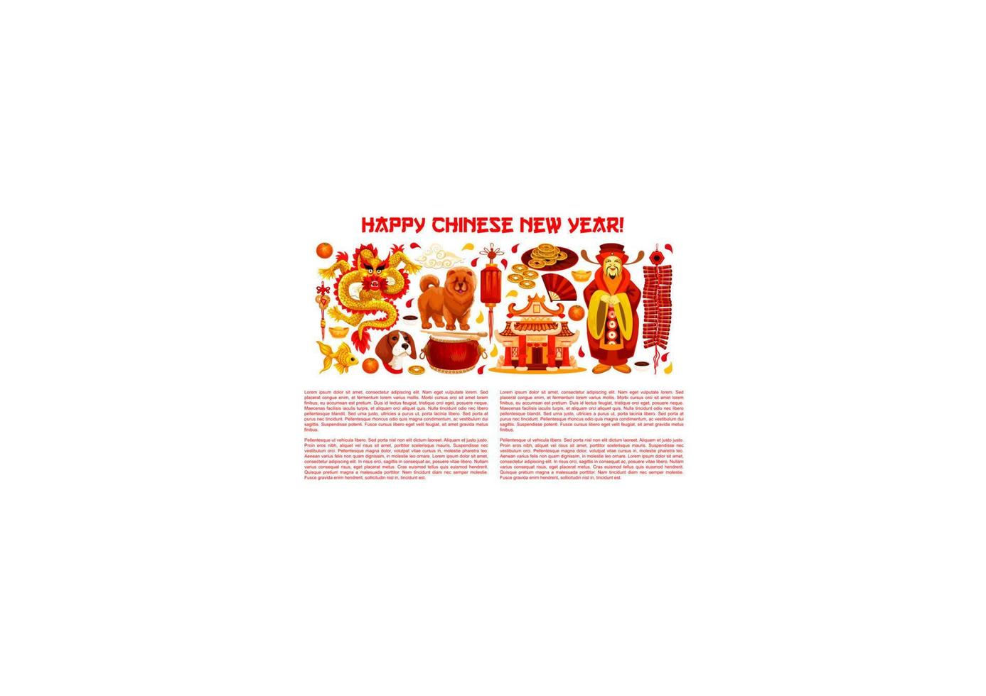 banner de año nuevo chino con símbolos de vacaciones asiáticos vector