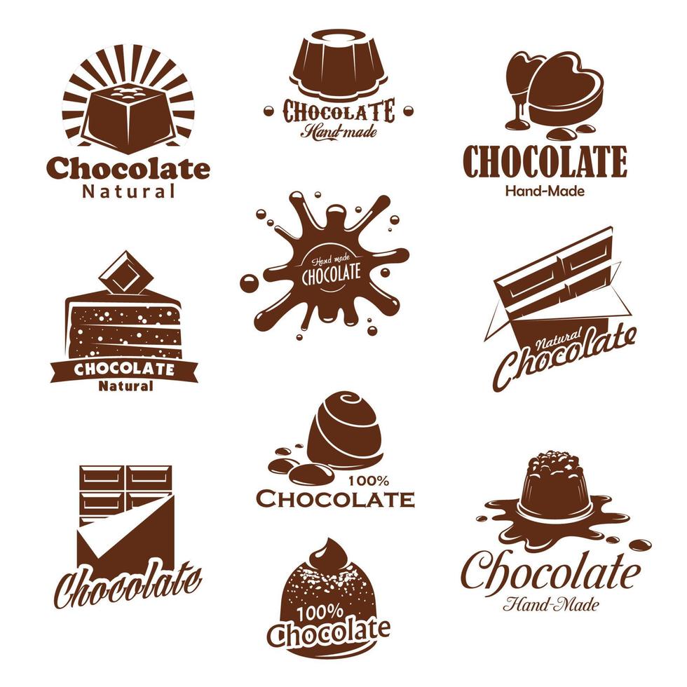 vector iconis de postres de caramelo de chocolate splash