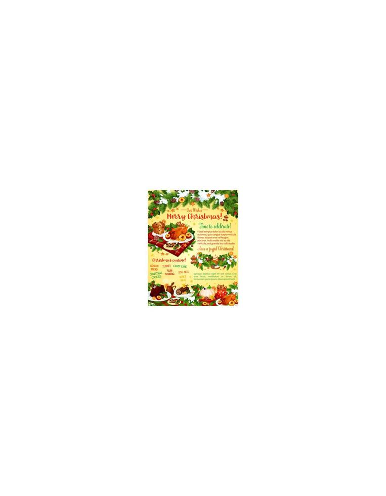 Christmas dinner celebration vector greeting card