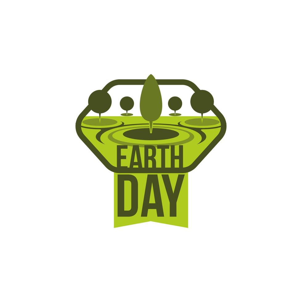 Earth Day green planet vector tree nature icon